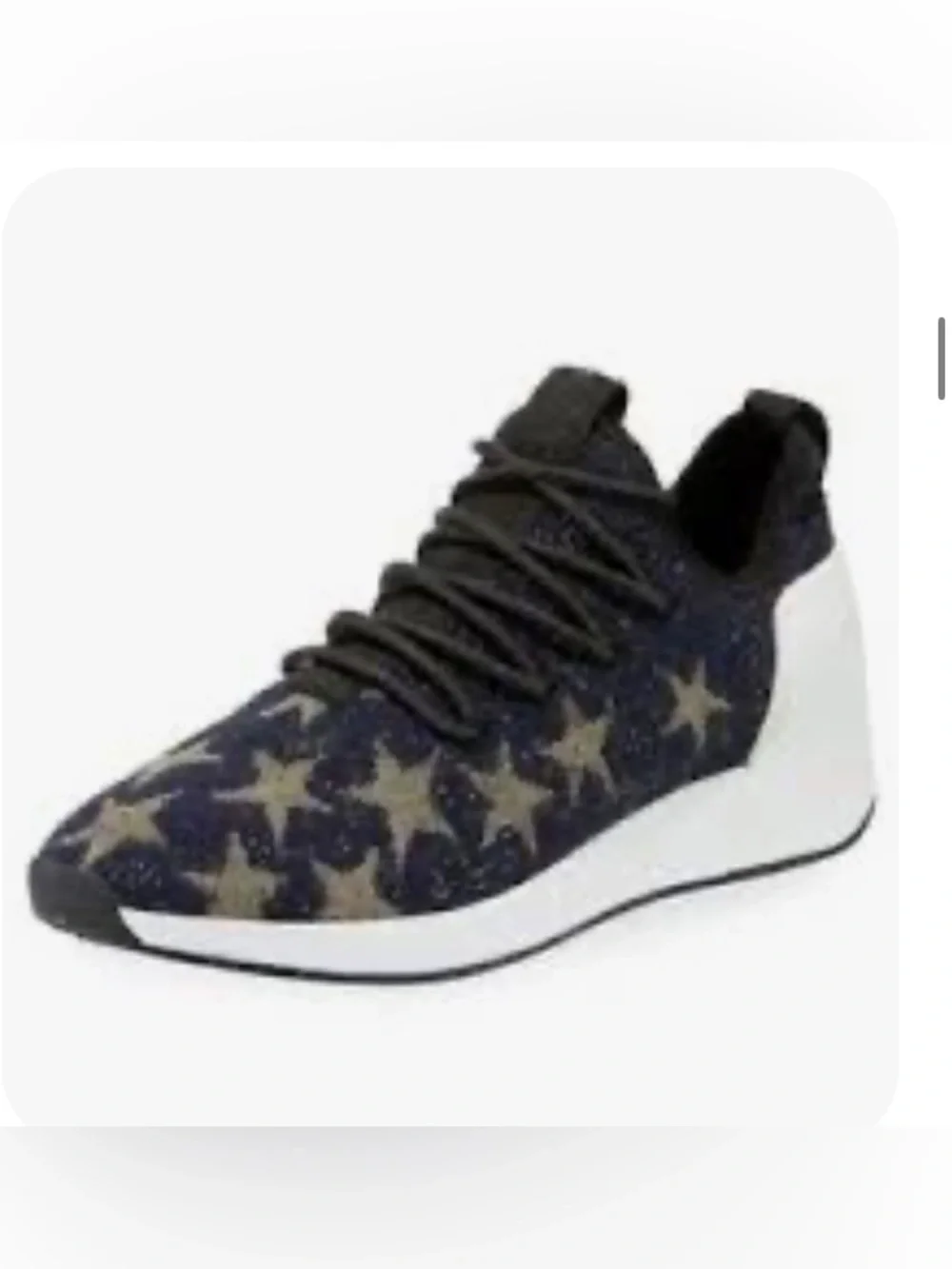 Ash Womens Blue Navy and Gold Jaguar Star Metallic Knit Platform Sneakers